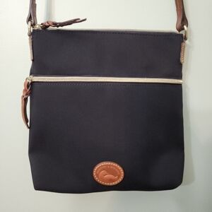 Dooney & Bourke Designer Black and Tan Nylon Crossbody Bag Handbag